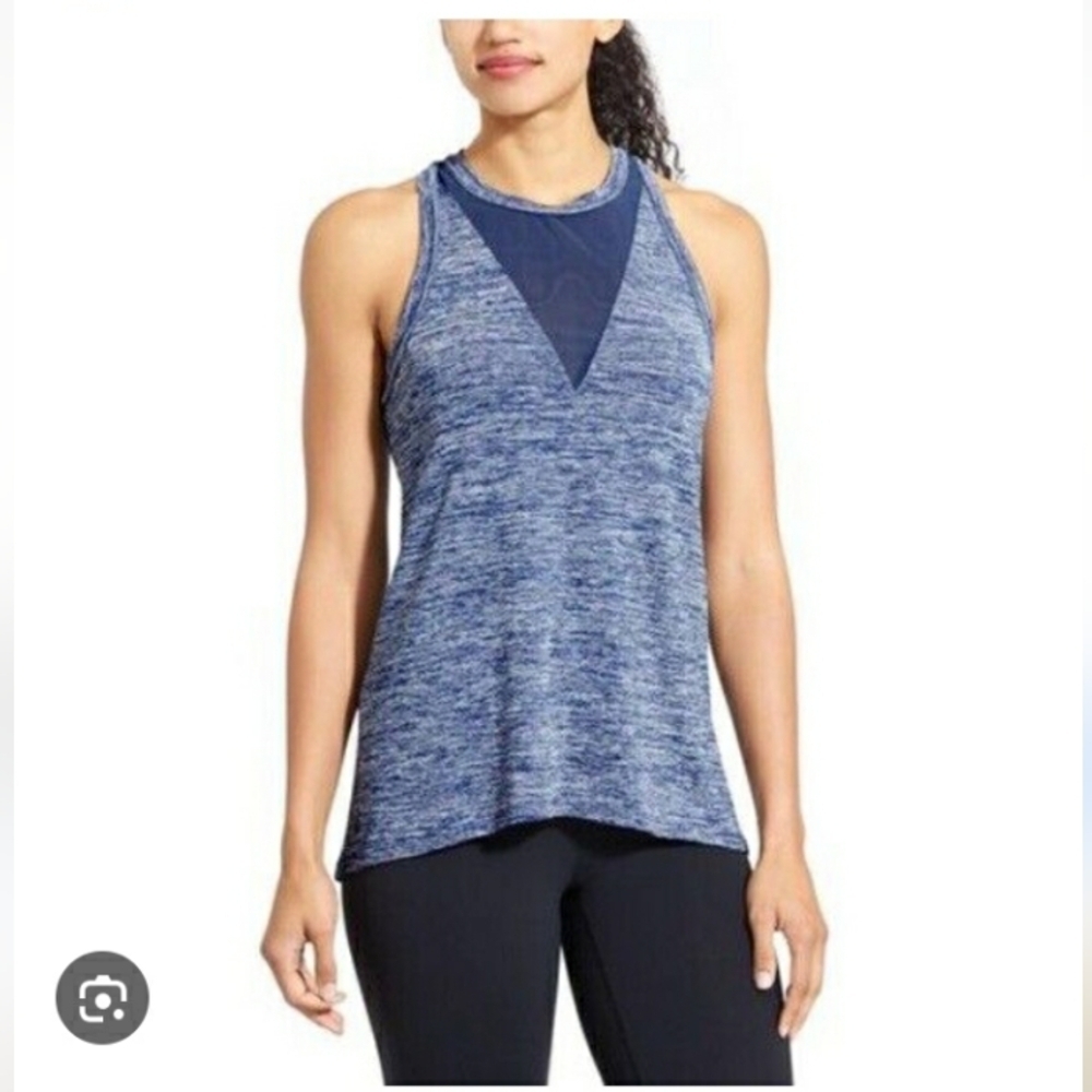 Athleta Blue Sleeveless Women's Sport Top  Mesh Tank Top Racerback Size Medium